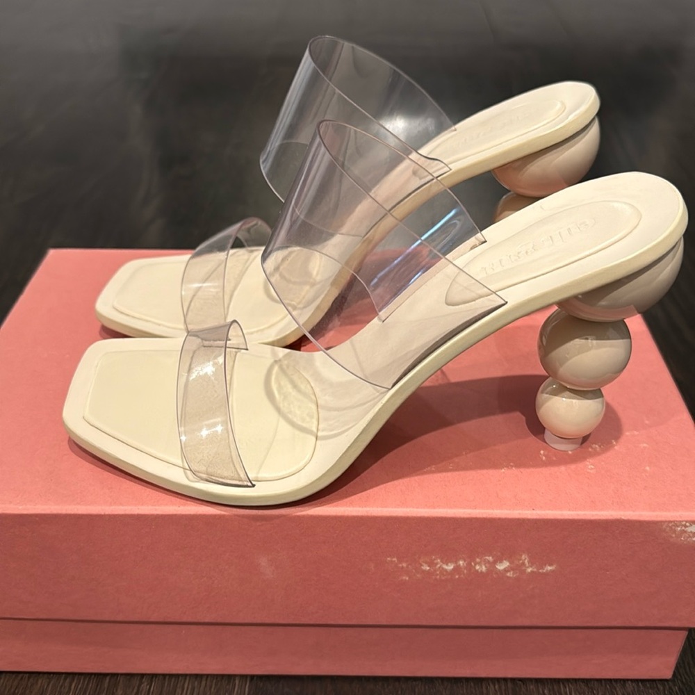 Cult Gaia Clear and Cream Sandals